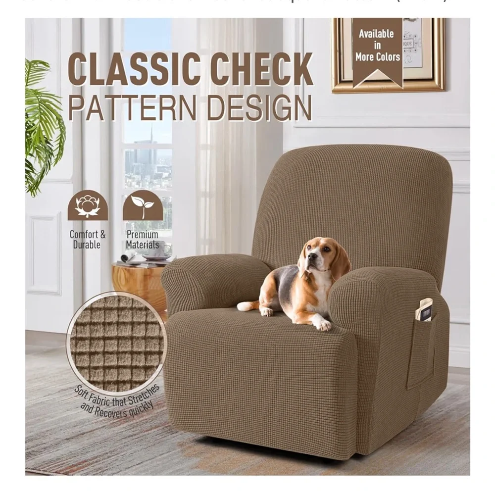 Oversized Recliner Slipcover Furniture Protector Jacquard Pattern-Brown